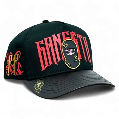 Vago Style Gorra Para Hombre Negra Snapback Visera Curva Detalles Dorados