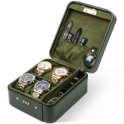 Estuche Kamier De 4 Compartimentos En Cuero Pu Con Cerradura Verde Para Hombre - Venta Internacional.