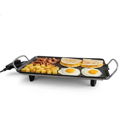 Parrilla Eléctrica Para Cocinar Superficie Antiadherente Extra Grande Color Negro