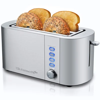 Tostadora Elite Gourmet Ect4123x Acero Inoxidable Ranuras Largas Para 4 Rebanadas - Venta Internacional.