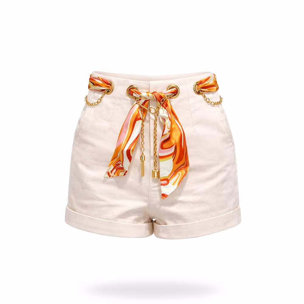 Short Lazo Y Cadena Beige