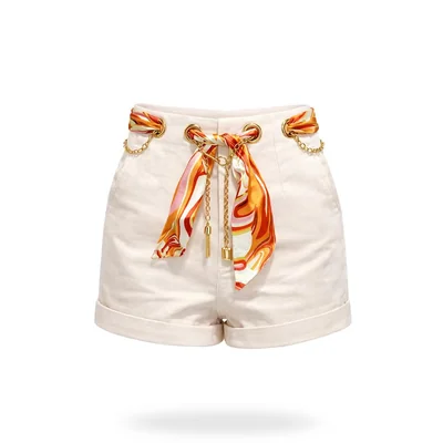 Short Lazo Y Cadena Beige