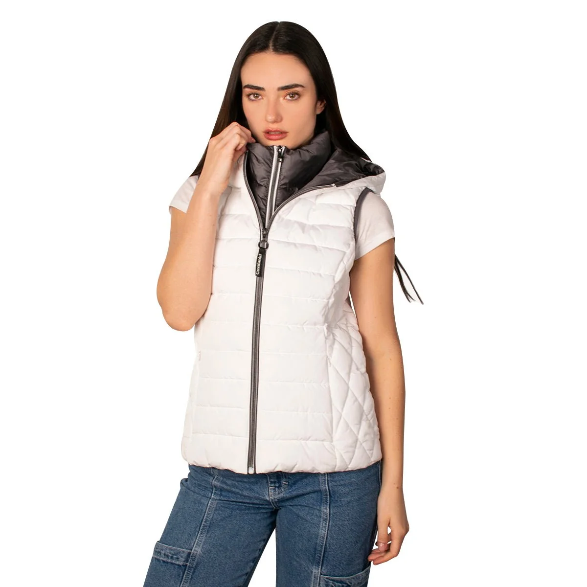 Chaleco Greenlander Capitonado Cómodo Casula Con Capucha Para Mujer