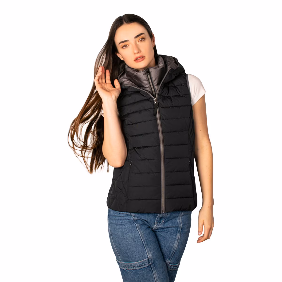 Chaleco Greenlander Capitonado Cómodo Casula Con Capucha Para Mujer