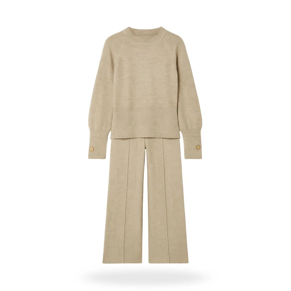 Conjunto Tejido Cuello Redondo Beige Daze para Mujer