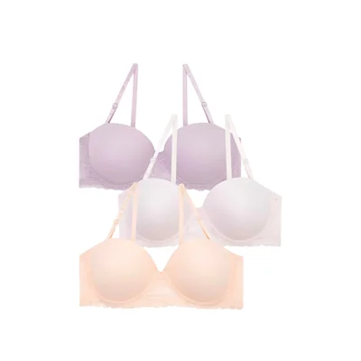 Brasier Lili pink Tipo Strapless Multicolor Micofibra Paqx3