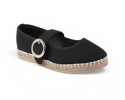Alpargata Gabriela's Negro Para Dama Con Hebilla Redonda Moda Casual Zapato Bajo 4070093