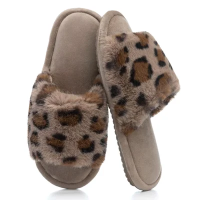 Pantufla Goewy Para Mujer Felpa Con Estampado De Leopardo Espuma De Memoria - Venta Internacional.