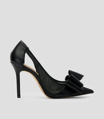Zapatillas con tacón alto de aguja con moño Mujer