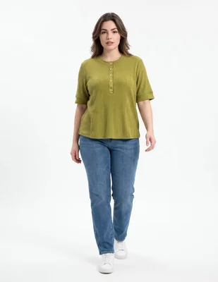 Blusa manga al codo para mujer