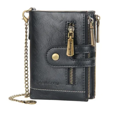 Cartera Para Hombre Con Cadena Antirrobo Color Negro