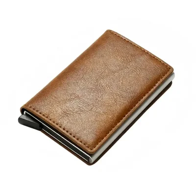 Tarjetero Monedero Protección Para Hombre Color Marrón