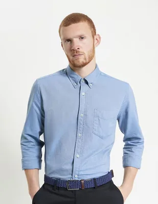 Camisa business casual de algodón manga larga para hombre