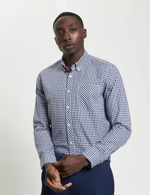 Camisa business casual de algodón manga larga para hombre