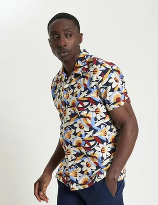 Camisa casual de algodón manga corta para hombre