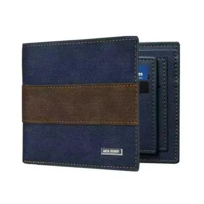 Cartera Billetera De Cuero Con Múltiples Tarjetas Para Hombre Color Azul