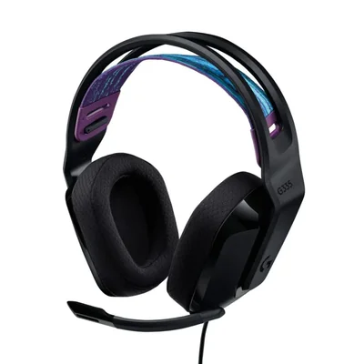 Auriculares para videojuegos Logitech G G335 con cable y micrófono plegable para silenciar color negro