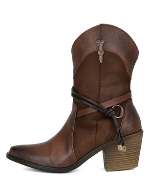Bota cowboy arriba del tobillo rbvegano de piel para mujer