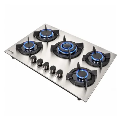 Parrilla Gas Empotrable 5 Quemadores Acero Inoxidable Cepillado Encendido Electronico Gas LP Natural