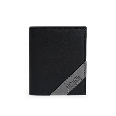 Horse imperial Cartera Vertice negro vinipiel delgada con compartimentos