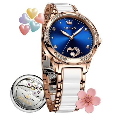 Reloj OLEVS acero dama dorado negro
