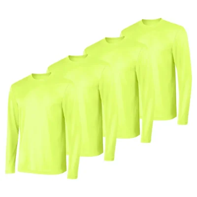 Camiseta Hanes Sport de Secado Rápido Manga Larga – Pack de 4