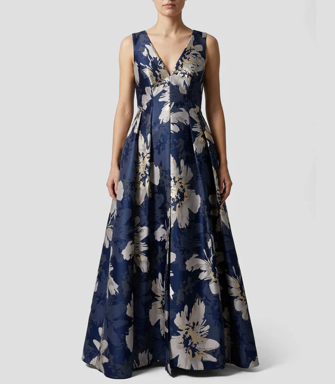 Vestido largo con estampado Mujer