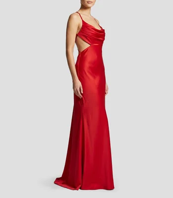 Vestido largo liso Mujer