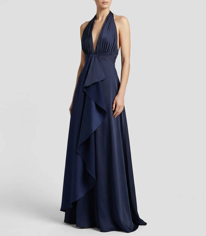 Vestido largo liso Mujer