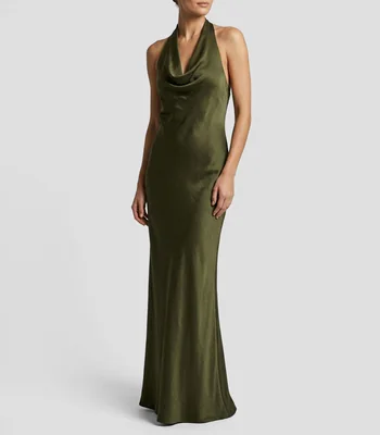 Vestido largo liso Mujer