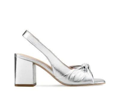 Zapatillas De Tacón Davenia De Piel Sandalia De Tacón Para Dama Mod. Elsa Plata