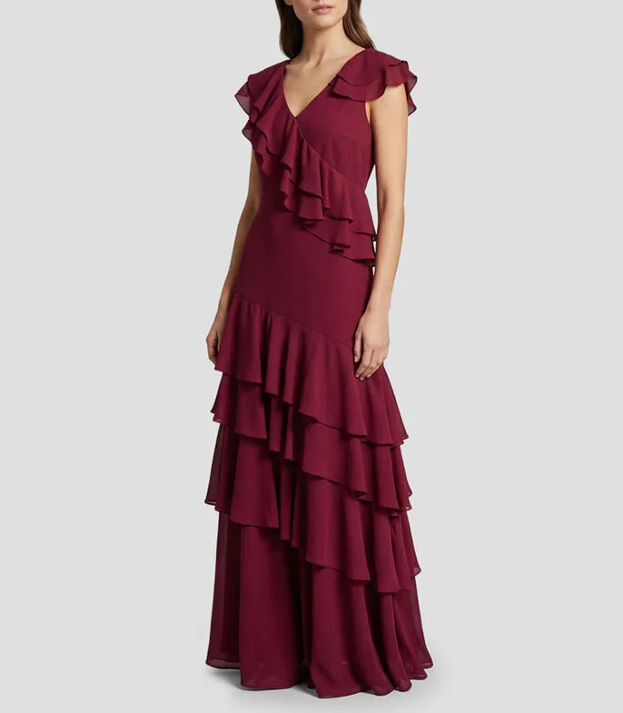 Vestido largo liso Mujer