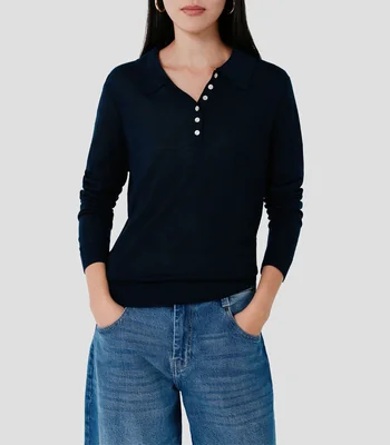Playera tipo polo manga larga fantasía Mujer