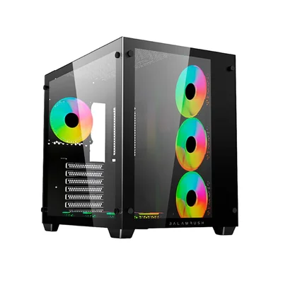 Gabinete Gamer Balam Rush Tank Pro Gm930 Media Torre 4 Fan Cristal Templado Negro Br-935944