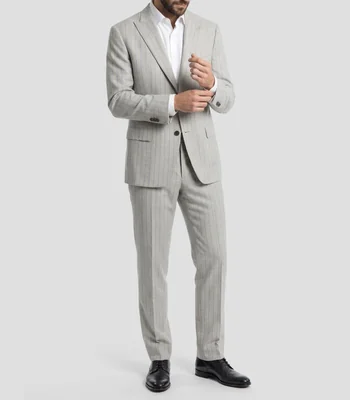 Traje de lana corte regular con líneas Hombre