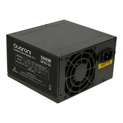 Fuente De Poder Quaroni De 500w  24 Pines  2 Sata  Filtro Emc  4 Pin P4  Color Negro