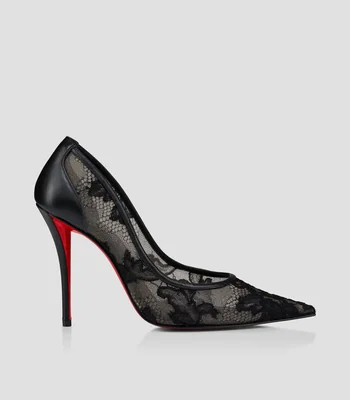 MISS Z ZAPATOS DE TACON DE 100 MM MALLA Y ENCAJE NEGRO