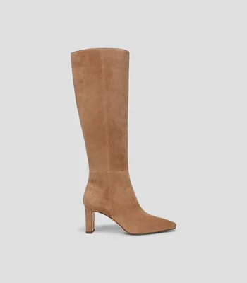 Botas largas Sylvia en piel con tacón alto y cuadrado Mujer