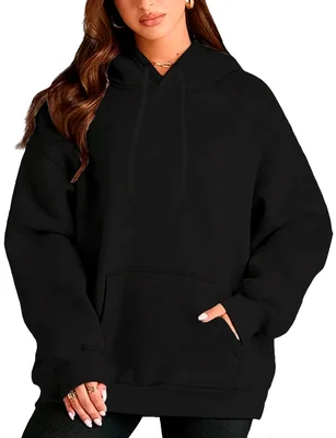 Sudadera con Capucha y Bolsillo Frontal Shendy Vendy Negra para Mujer