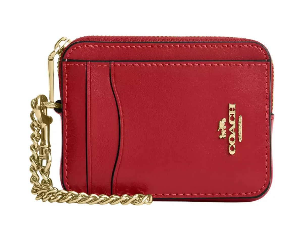 Monedero Coach Zip Card Case Rojo