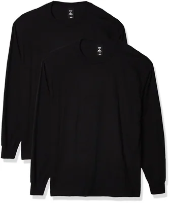 Camisa Hanes Beefy T Negro Manga Larga Paquete De 2 Para Hombre - Venta Internacional.