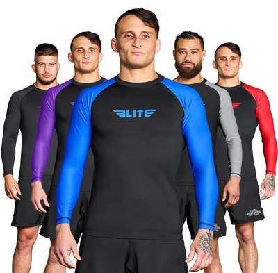 Protector De Erupción Elite Sports Manga Larga Azul Para Bjj Y Mma - Venta Internacional.