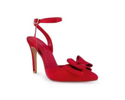 Zapatilla Gabriela's Roja Con Moño Para Mujer Material Satín 4040766