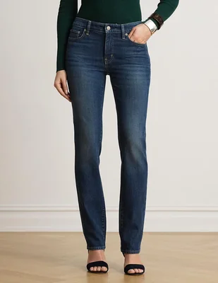 Jeans straight a la cintura para mujer