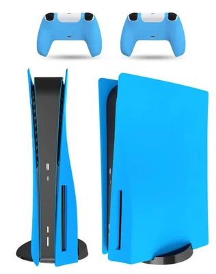 Cubierta frontal PEYANZ Star Blue para PS5 Disc + 2 fundas de silicona para controladores
