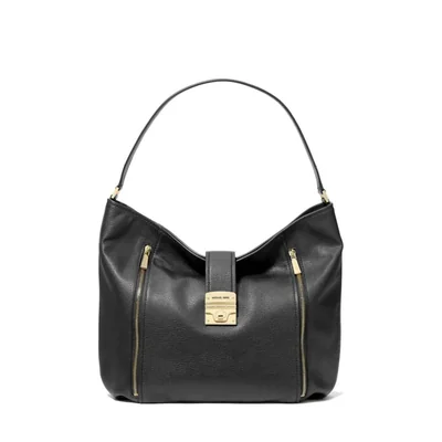 Bolso de hombro Michael Kors Addie grande negro con herrajes tono dorado