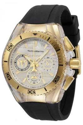 Reloj TechnoMarine Cruise 41 mm negro con correa de silicona resistente a 200 m