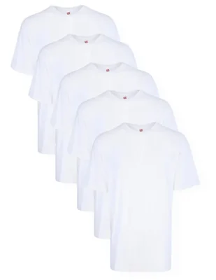 Camiseta Hanes X-Large Tall de Algodón Pack de 5 Blanco
