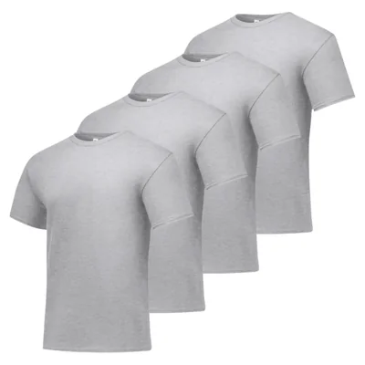 Camiseta Hanes de Algodón con Cuello Redondo - Pack de 4 Talla Mediana Gris Ceniza