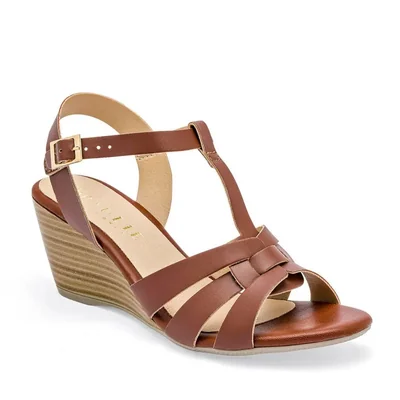 Paulie sandalia cuña para mujer camel cod 140762-E